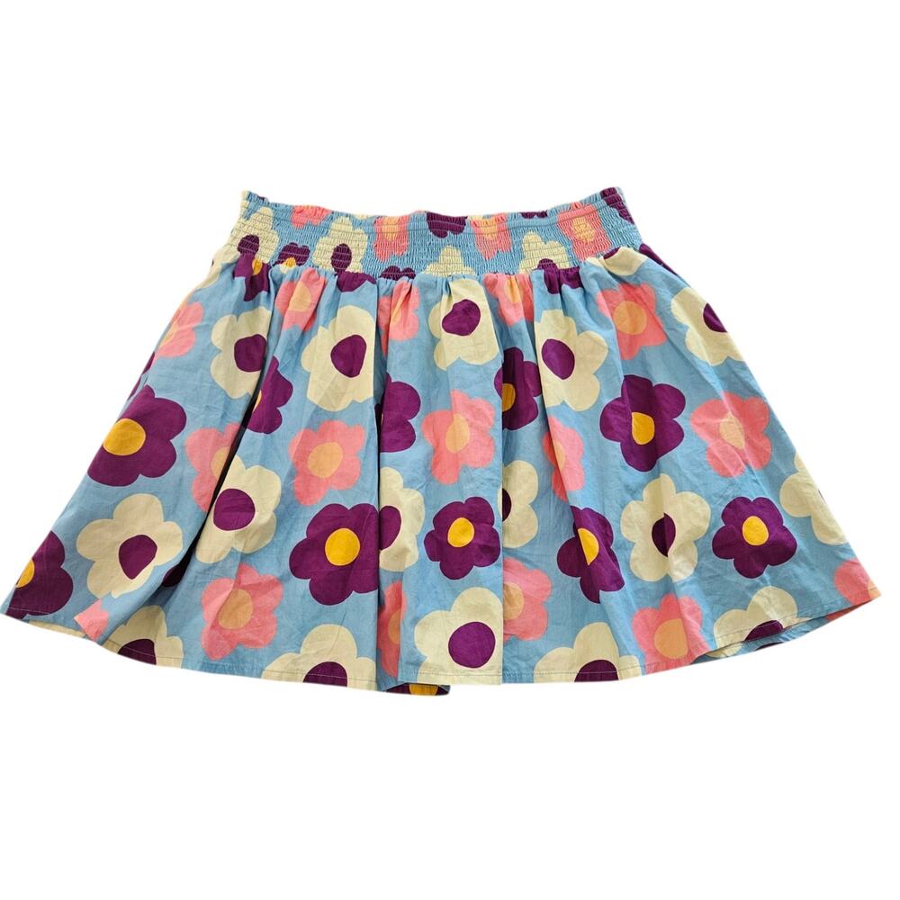 Women's Lucy & Yak Blue and Floral Print Mini Skater Skirt Elastic Waist Large - Picture 3 of 8